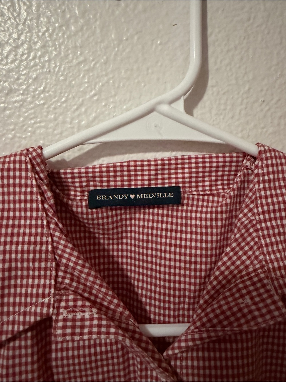 Brandy Melville Red Gingham Short Sleeve Button Down Shirt - Picture 3 of 3